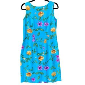 Coldwater Creek Womens Size 8 Floral Sleeveless Lined Back Zip Sheath Dress